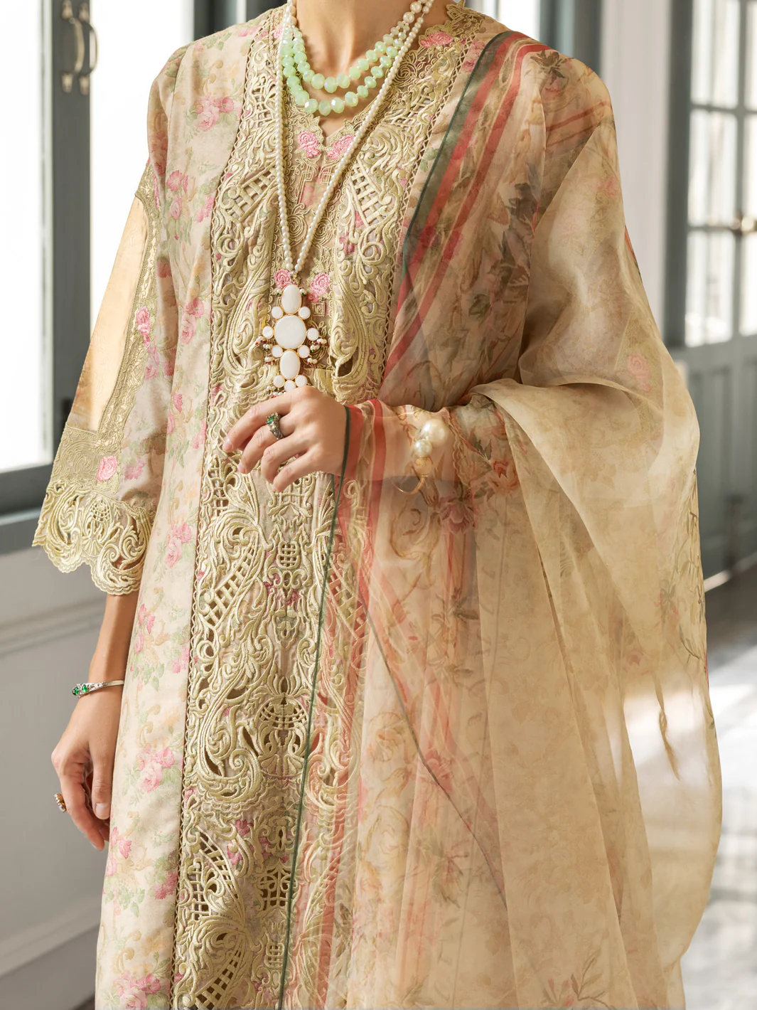 Olive Green Poly-Lawn 3Pc Unstitched - ALP-3PS-1782 - Image 3