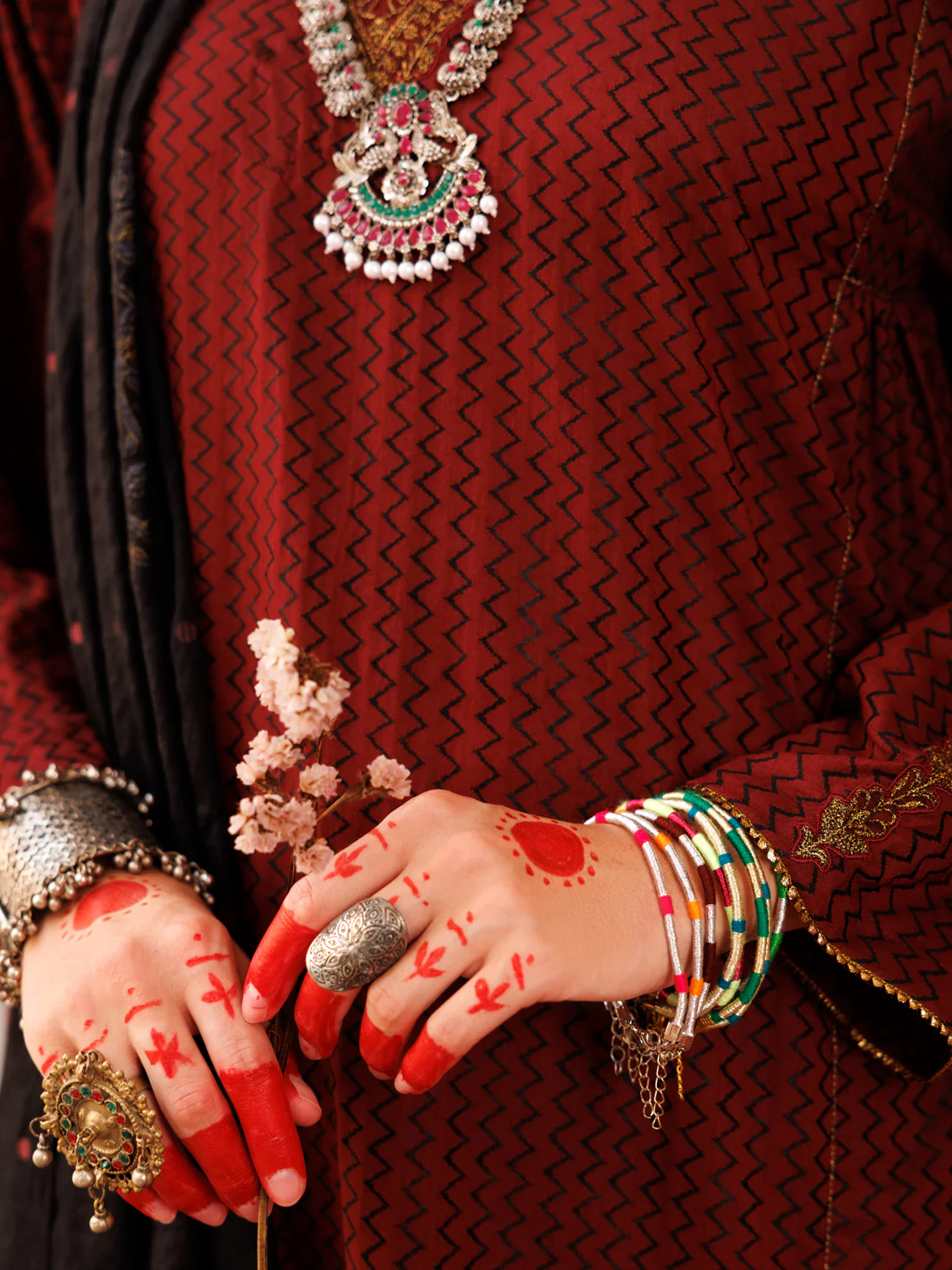 Maroon Cotton Jacquard 3Pc Unstitched - ALP-3PS-1802 - Image 3