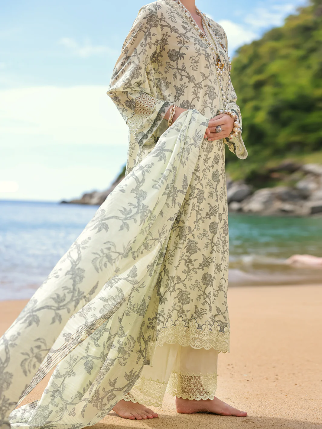 Cream Lawn 3Pc Unstitched - ALP-3PS-1806