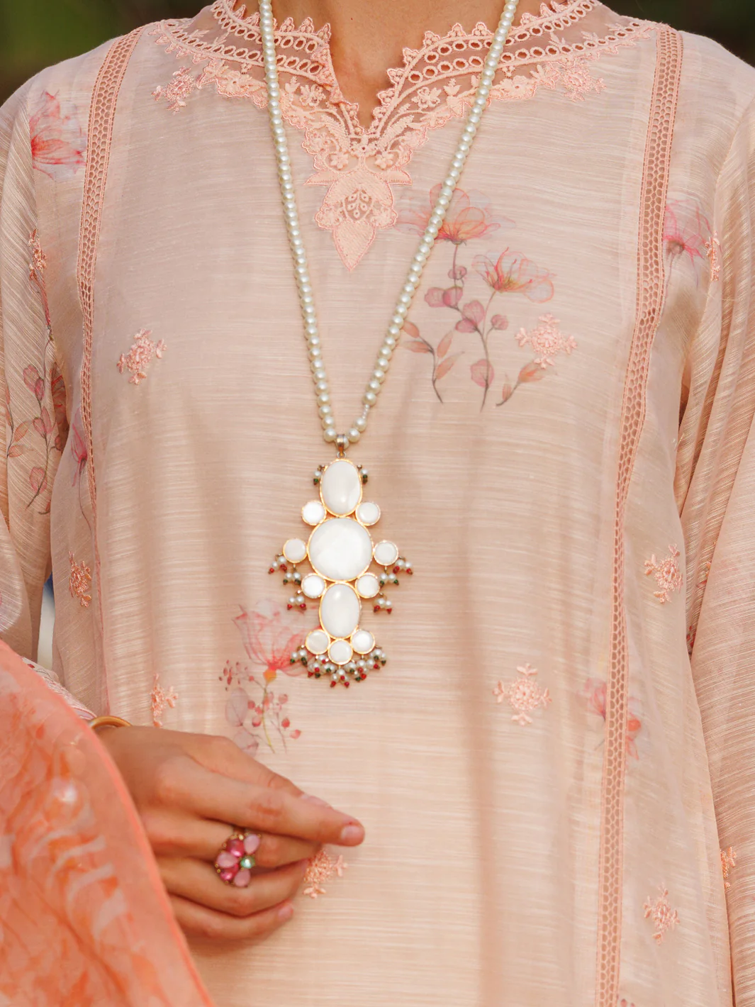 Peach Poly-Slub 3Pc Unstitched - ALP-3PS-1815 - Image 2
