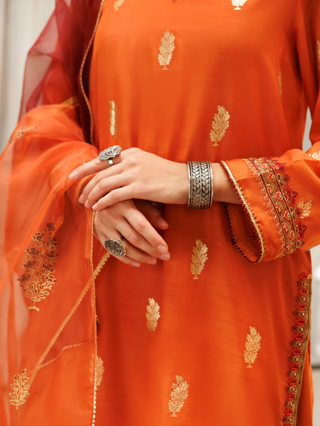 Rust Salsa Silk 3Pc Stitched - ALP-3PS-1846 - Image 3