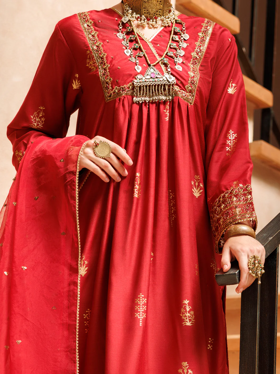 Maroon Salsa Silk 3Pc Stitched - ALP-3PS-1849 - Image 2