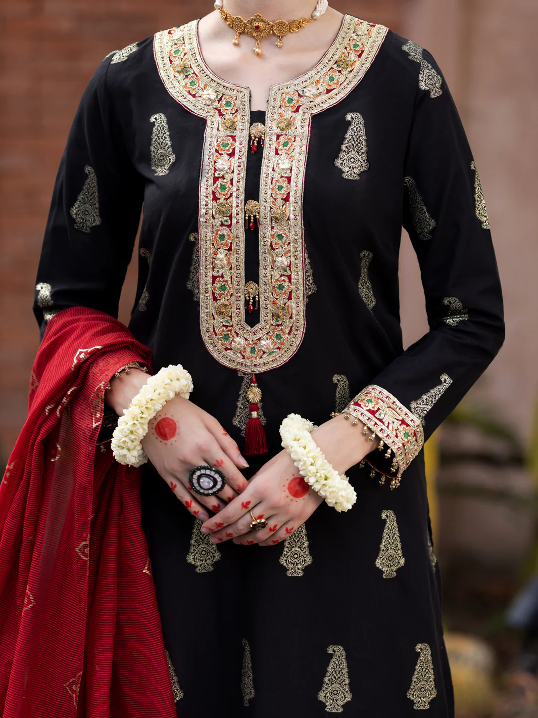 Black Cotton Jacquard 3Pc Stitched - ALP-3PS-1857 - Image 2