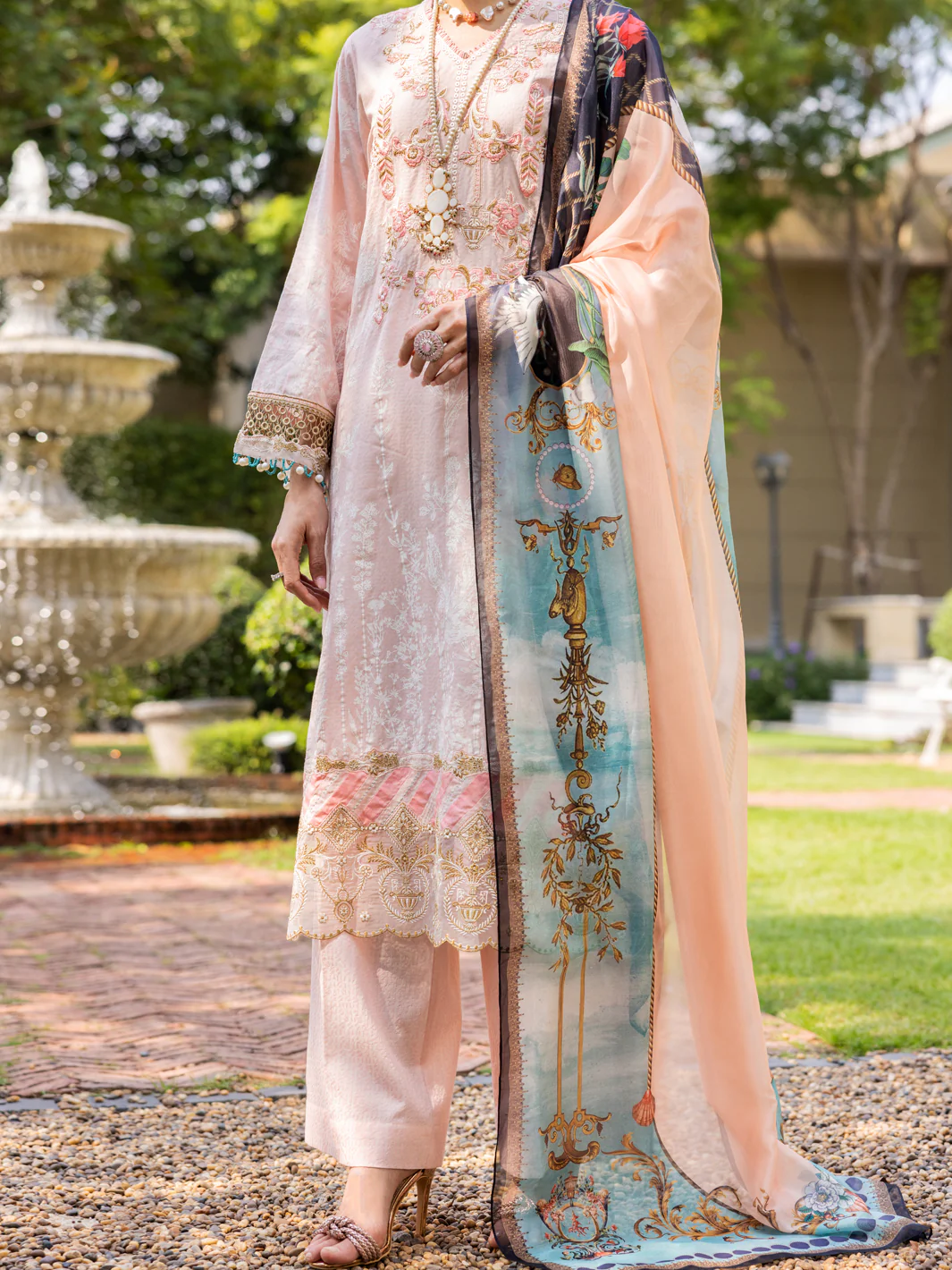 Light Pink Jacquard 3Pc Unstitched - ALP-3PS-1863