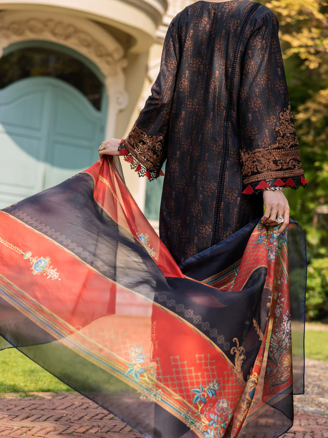 Black Jacquard 3Pc Unstitched - ALP-3PS-1866 - Image 2