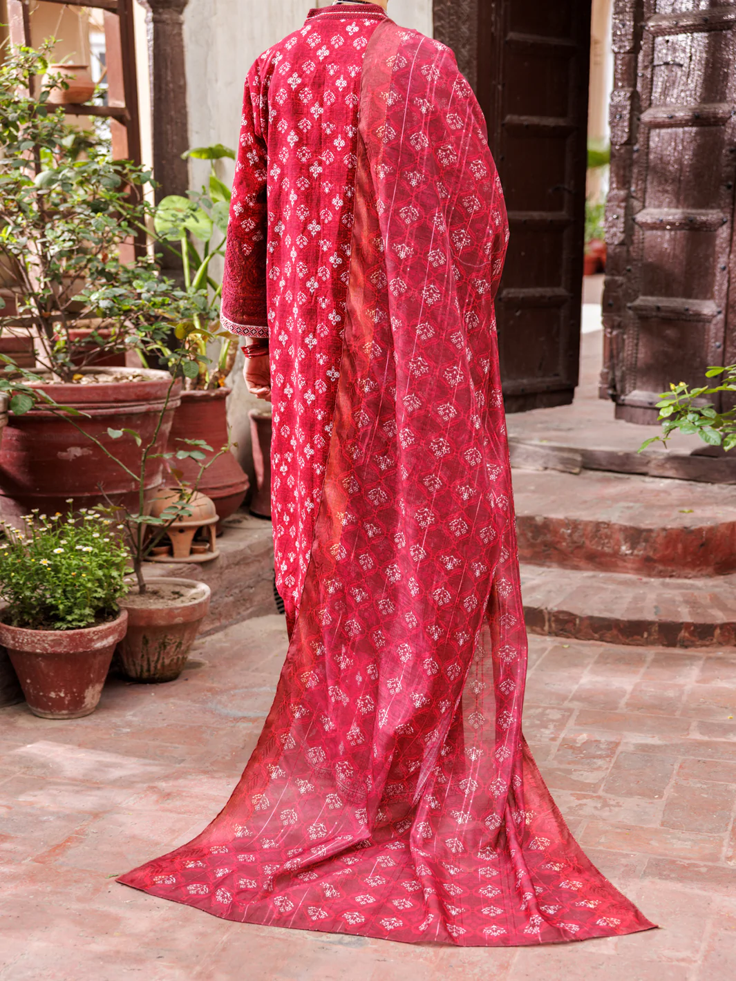 Maroon Square Dobby 3Pc Unstitched - ALP-3PS-1879 - Image 2
