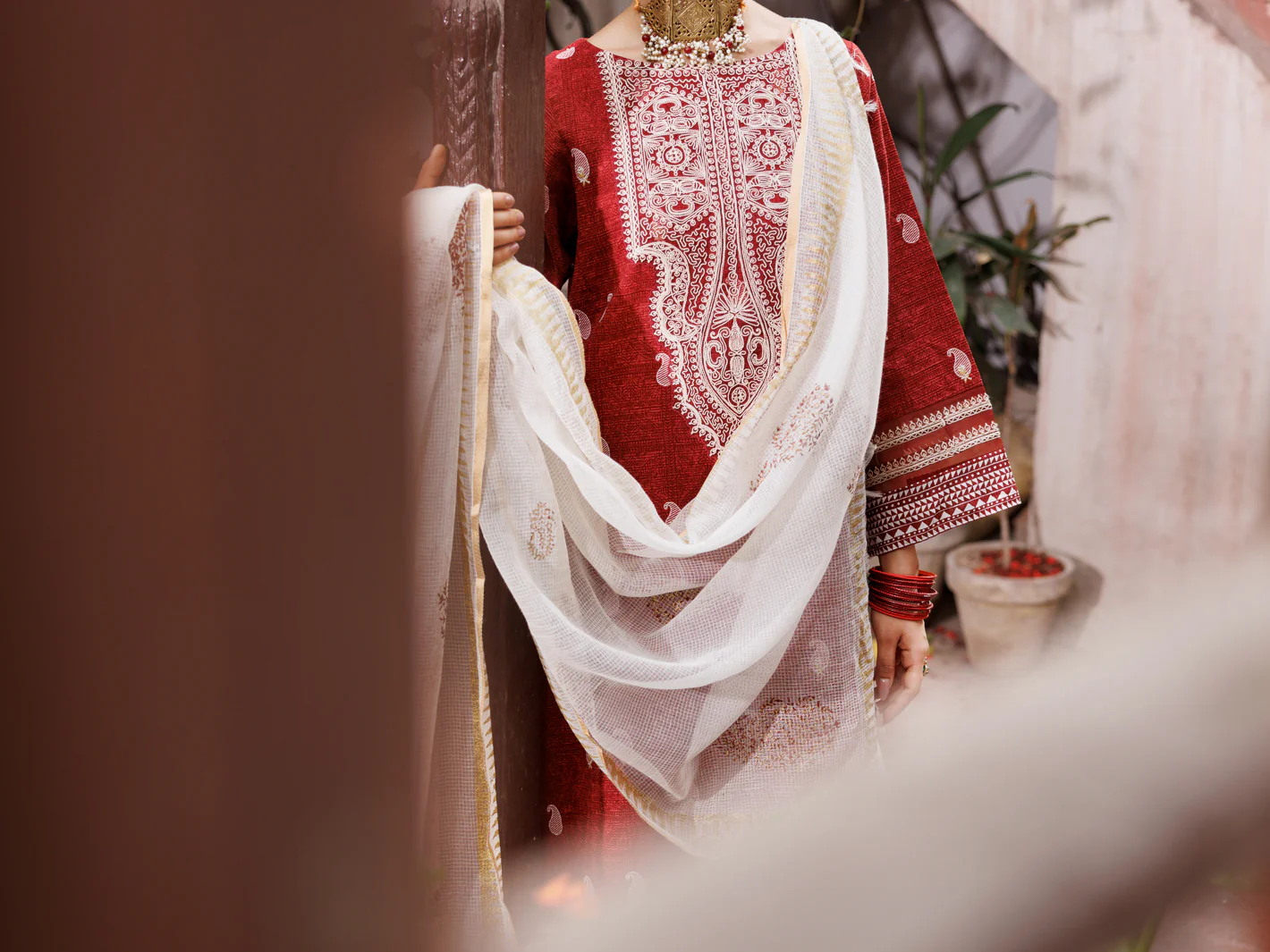 Maroon Cotton Dobby 3 Piece Stitched - ALP-3PS-1881 - Image 3
