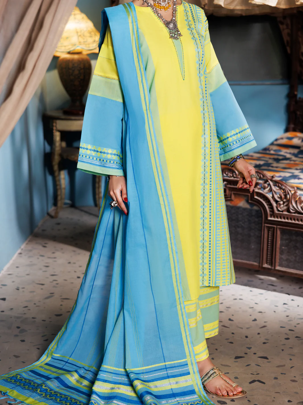 Lemon Yarn Dyed 3Pc Stitched - ALP-3PS-1887