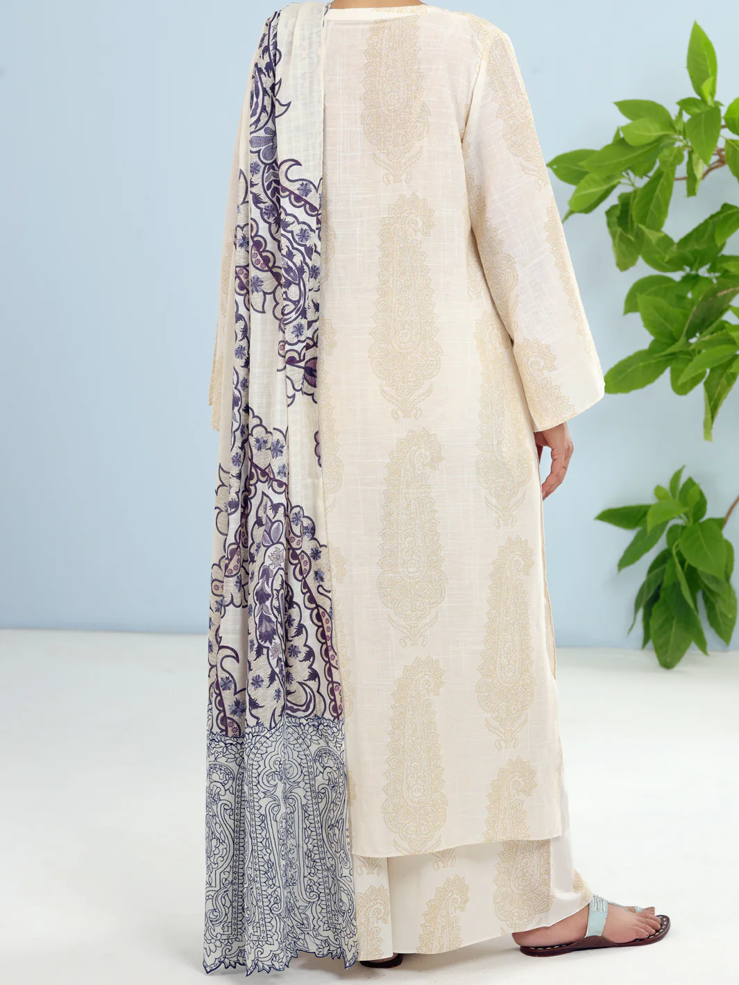 Off White Dobby 3Pc Stitched - ALP-3PS-1917 - Image 2