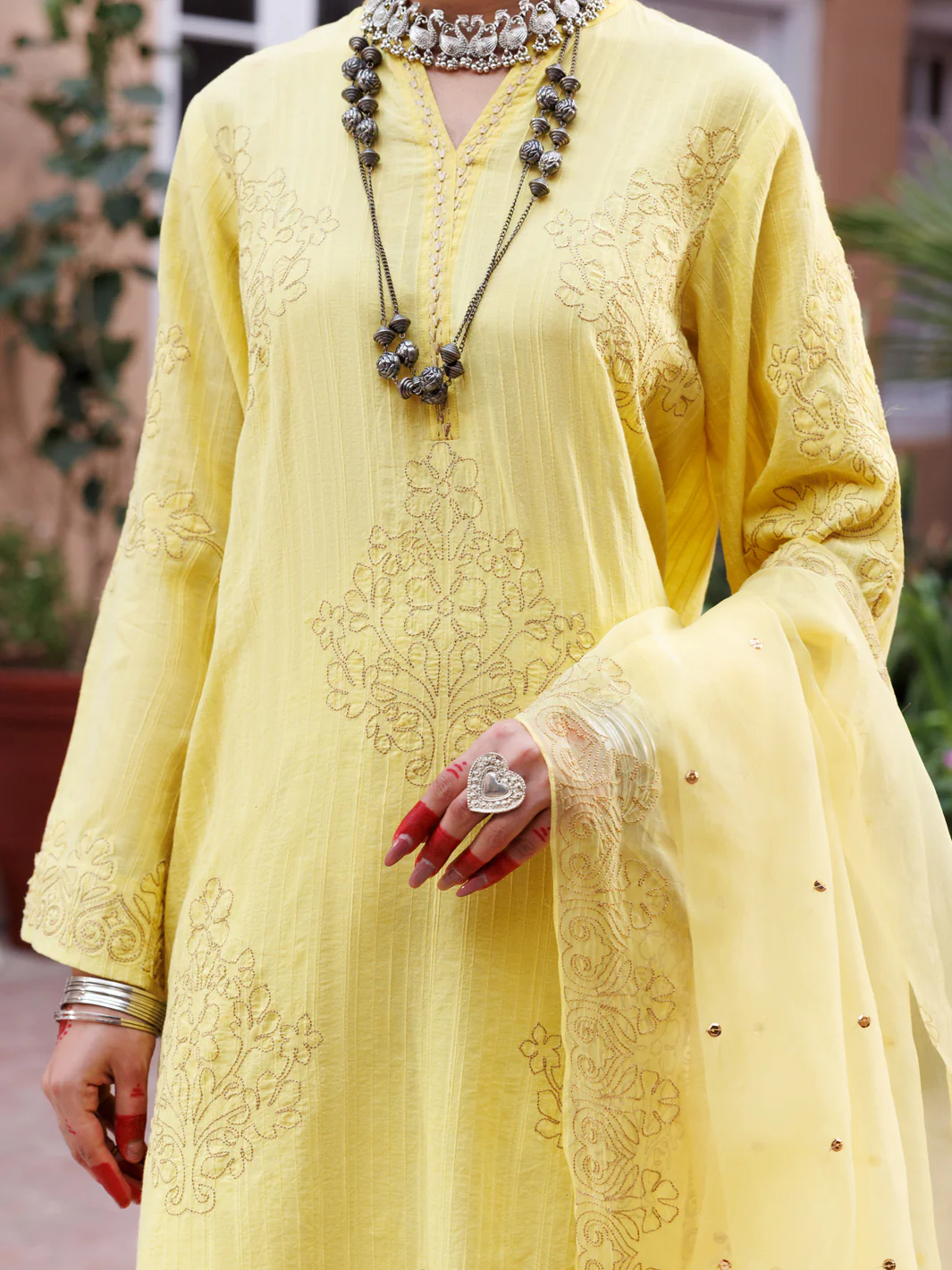 Yellow Dobby Jacquard 3Pc Unstitched - ALP-3PS-1952 - Image 4