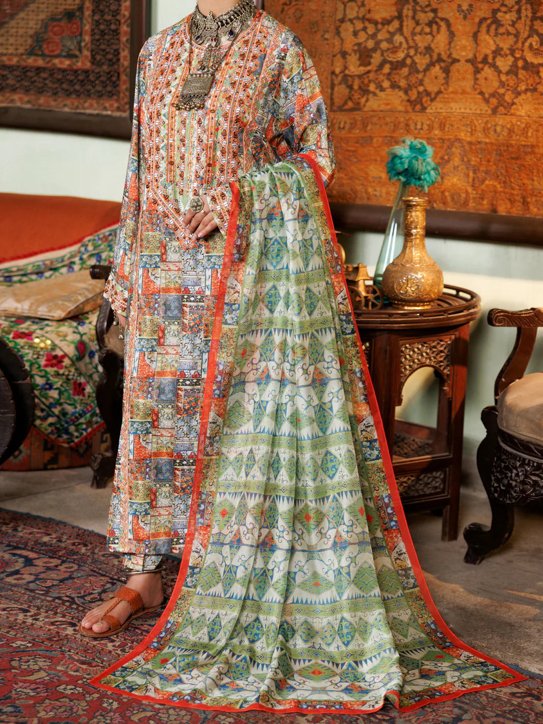 Light Green Poly-Lawn 3Pc Stitched - ALP-3PS-1960B - Image 2