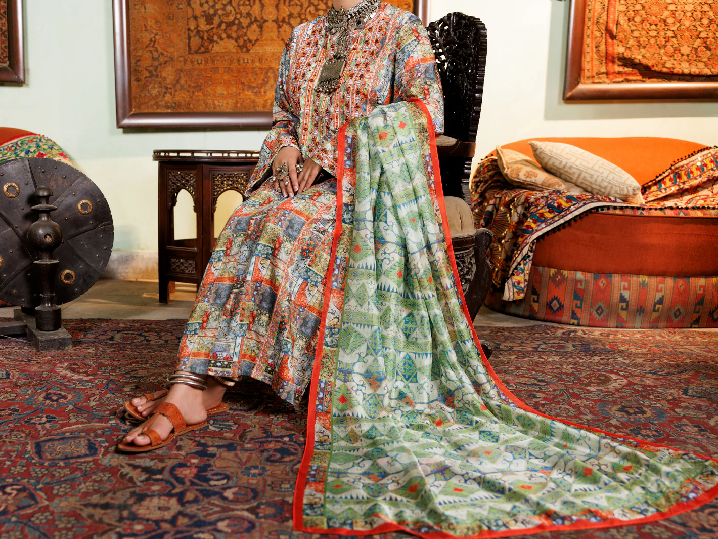 Light Green Poly-Lawn 3Pc Stitched - ALP-3PS-1960B - Image 5