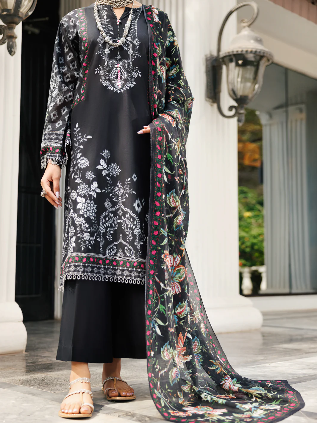 Black Lawn 3 Piece Unstitched - ALP-3PS-1999