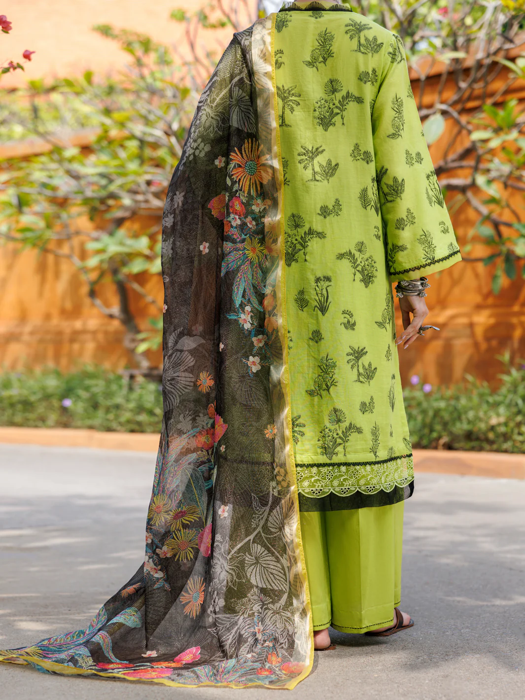 Lime Green Jacquard 3 Piece Unstitched - ALP-3PS-2010 - Image 2