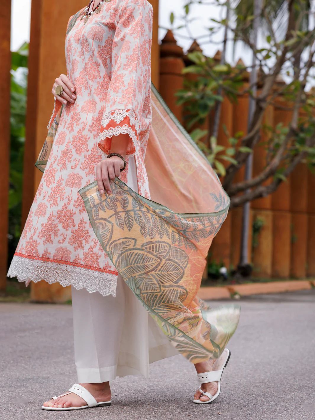 Peach Jacquard 3 Piece Unstitched - ALP-3PS-2013 - Image 4