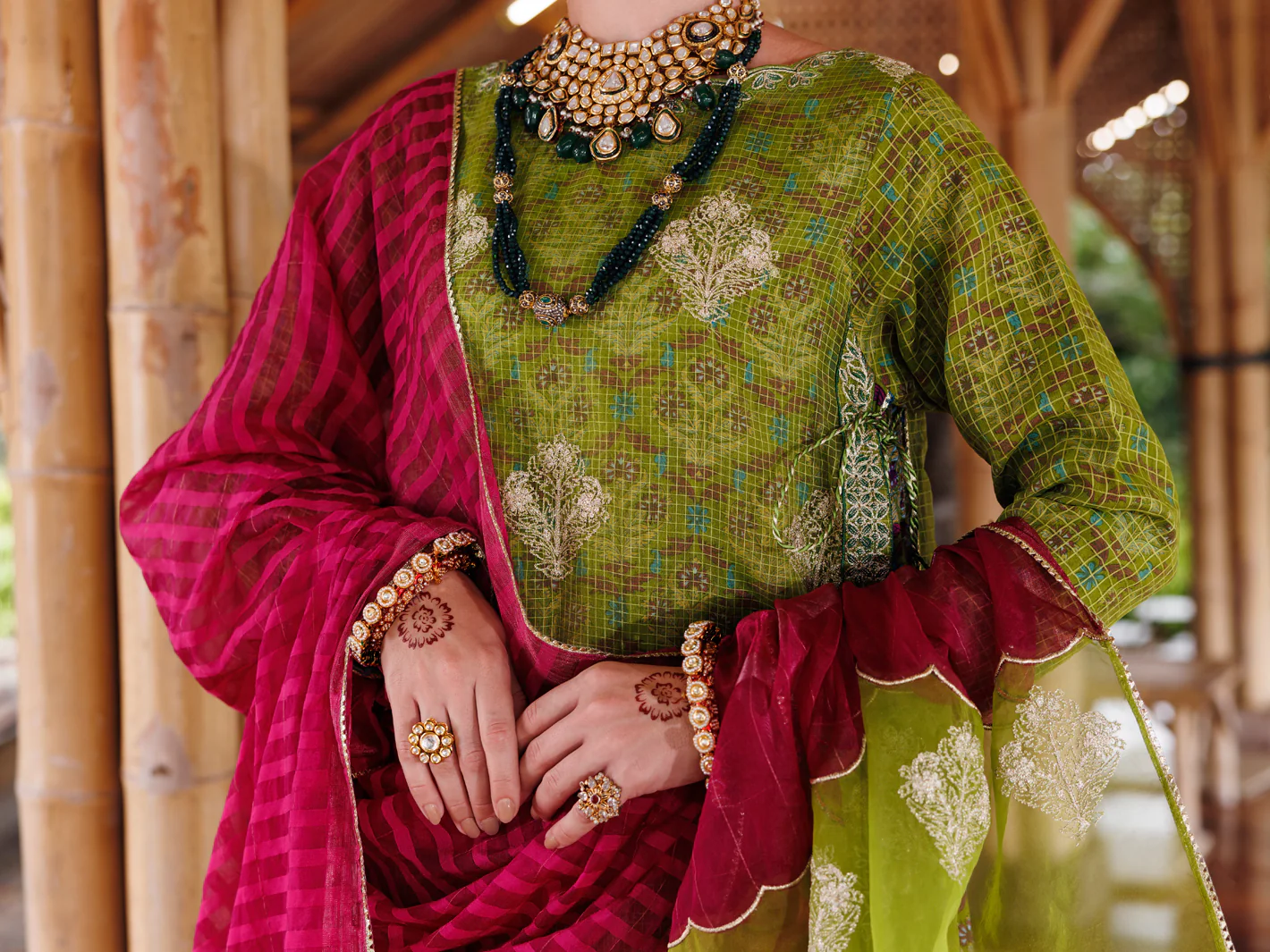 Green Maple Silk 3 Piece Unstitched - ALP-3PS-2026 - Image 3
