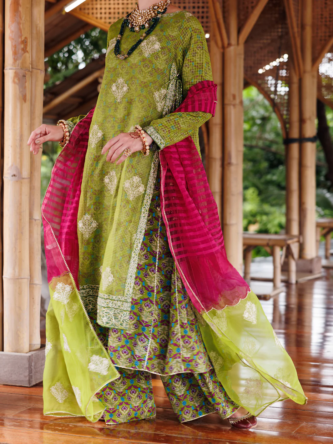 Green Maple Silk 3 Piece Unstitched - ALP-3PS-2026 - Image 4