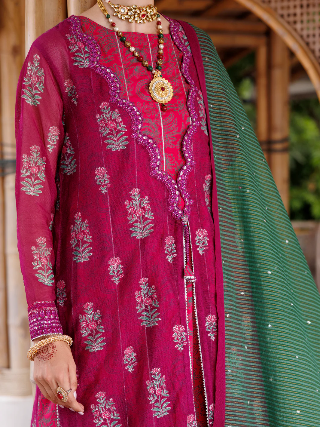 Magenta Maple Silk 3 Piece Unstitched - ALP-3PS-2027 - Image 3
