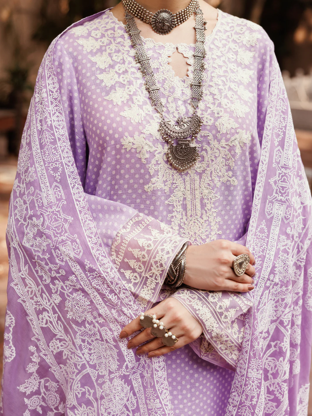 Light Purple Square Dobby 3Pc Unstitched - ALP-3PS-2048 - Image 3