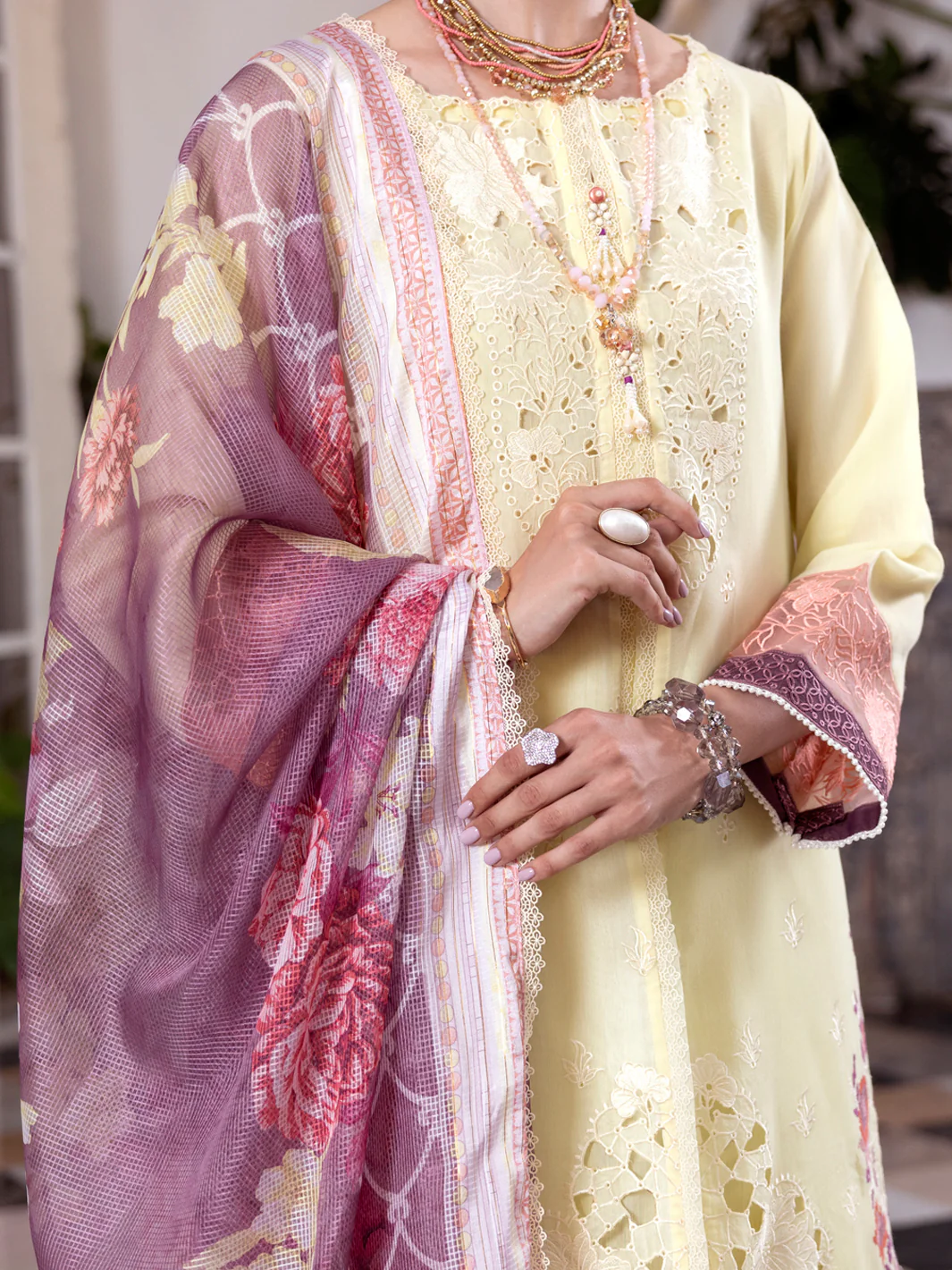 Yellow Paper Cotton 3 Piece Stitched - ALP-3PS-2055 - Image 3
