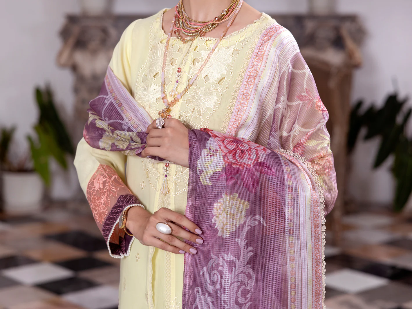 Yellow Paper Cotton 3 Piece Stitched - ALP-3PS-2055 - Image 4