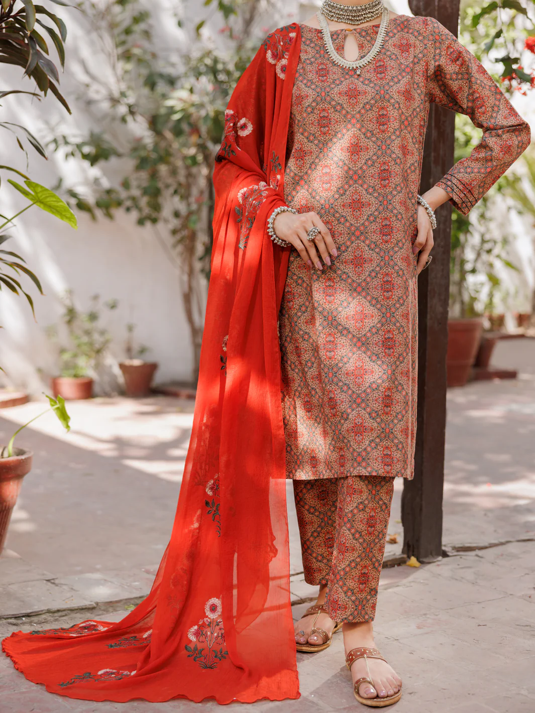 Brown Lawn 3 Piece Stitched - ALP-3PS-2149