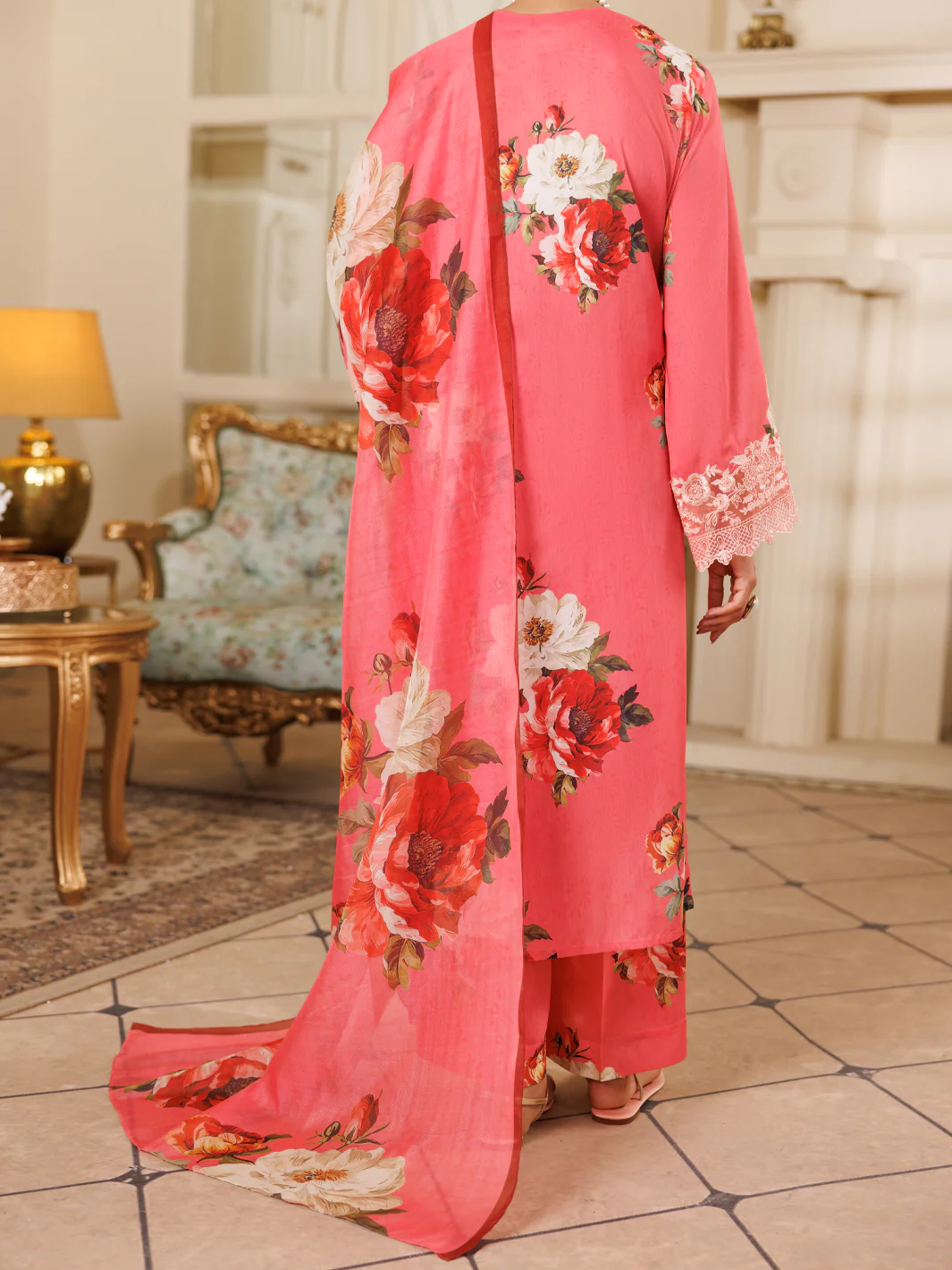 Pink Lawn 3 Piece Stitched - ALP-3PS-2151 - Image 2