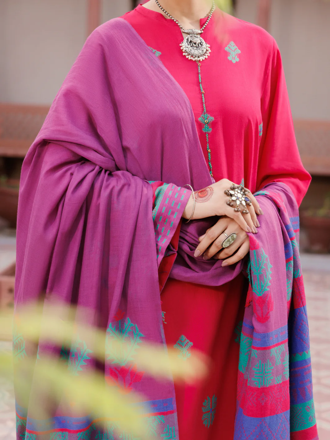Fuchsia Yarn Dyed 3Pc Unstitched - ALP-3PS-2153 - Image 3