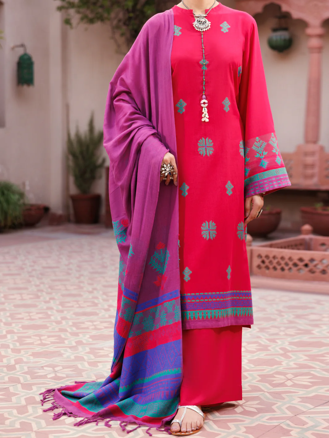 Fuchsia Yarn Dyed 3Pc Stitched - ALP-3PS-2153