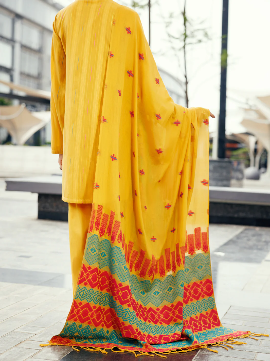 Mustard Yarn Dyed 3Pc Stitched - ALP-3PS-2158 - Image 2