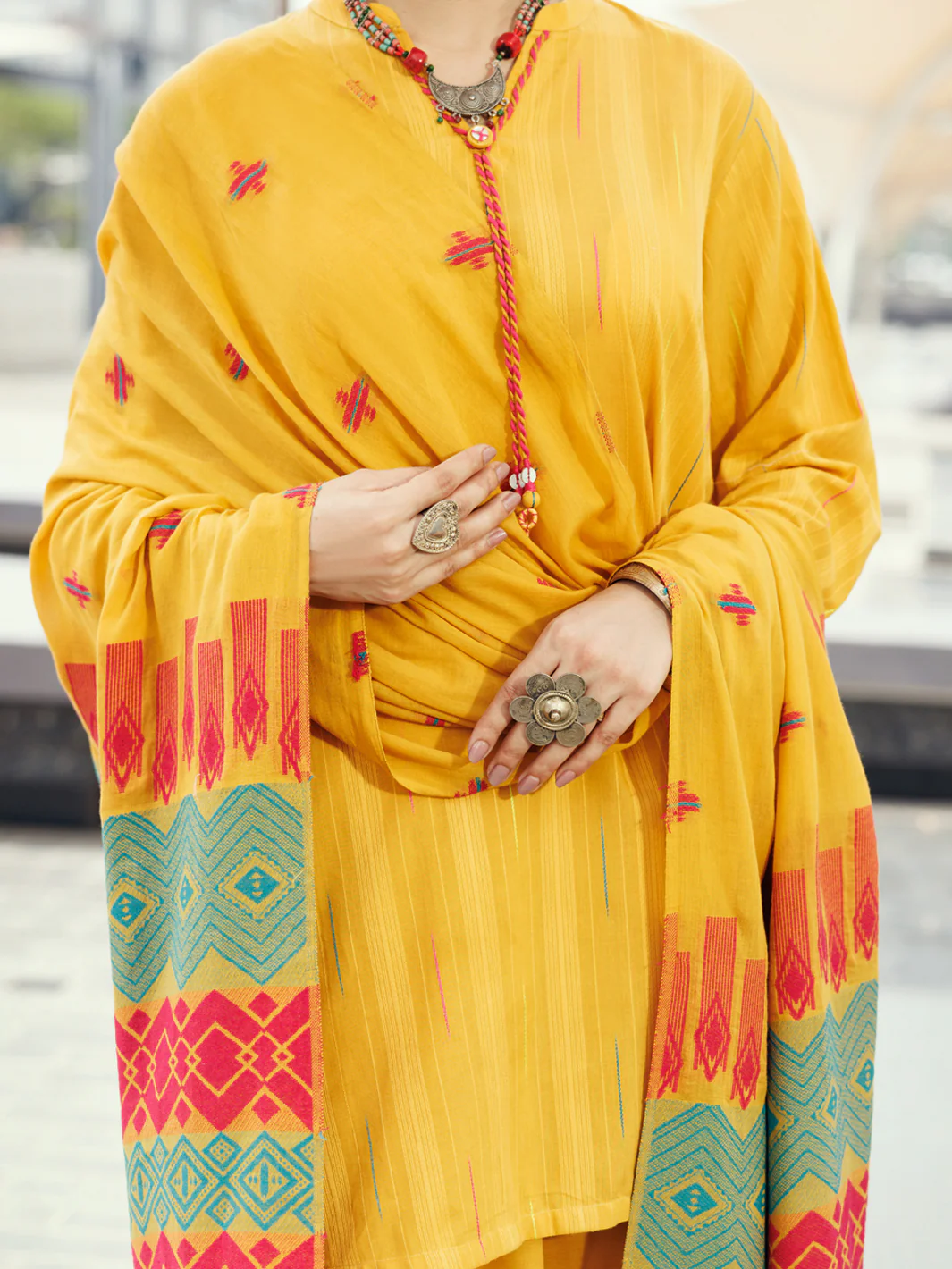 Mustard Yarn Dyed 3Pc Stitched - ALP-3PS-2158 - Image 3