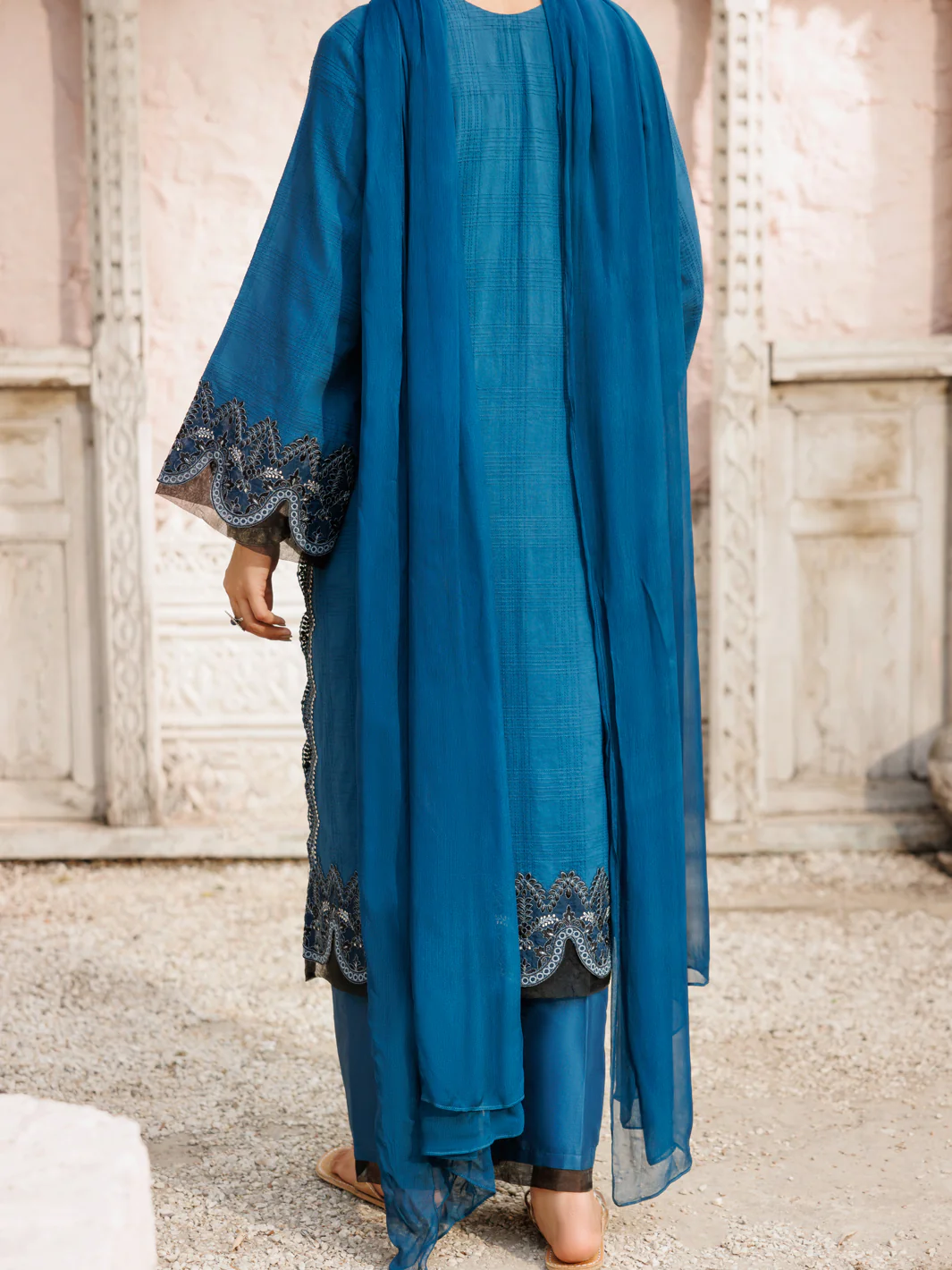 Teal Jacquard 3Pc Stitched - ALP-3PS-2175 - Image 2