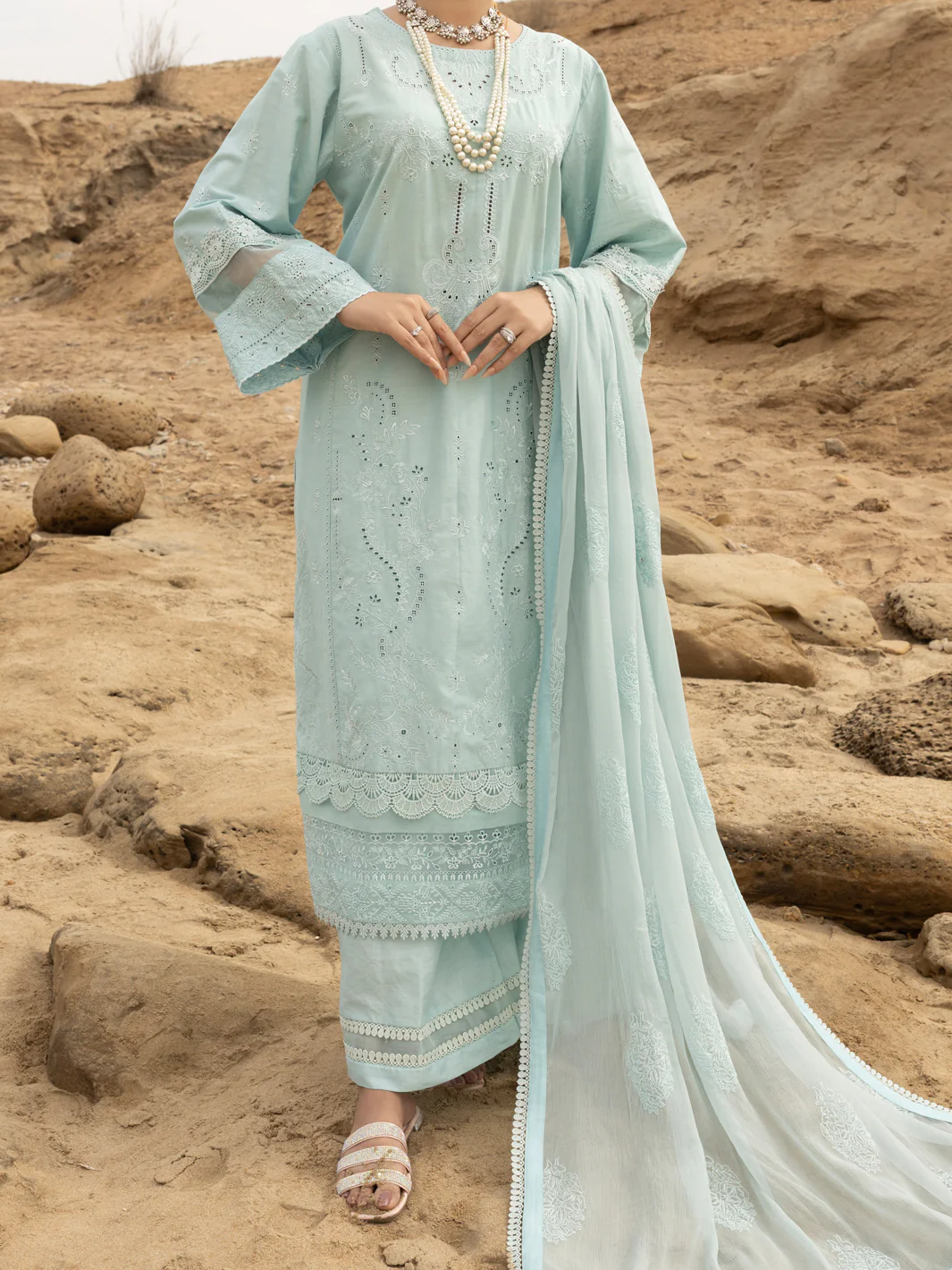 Sky Blue Lawn 3 Piece Unstitched - ALP-3PS-2181