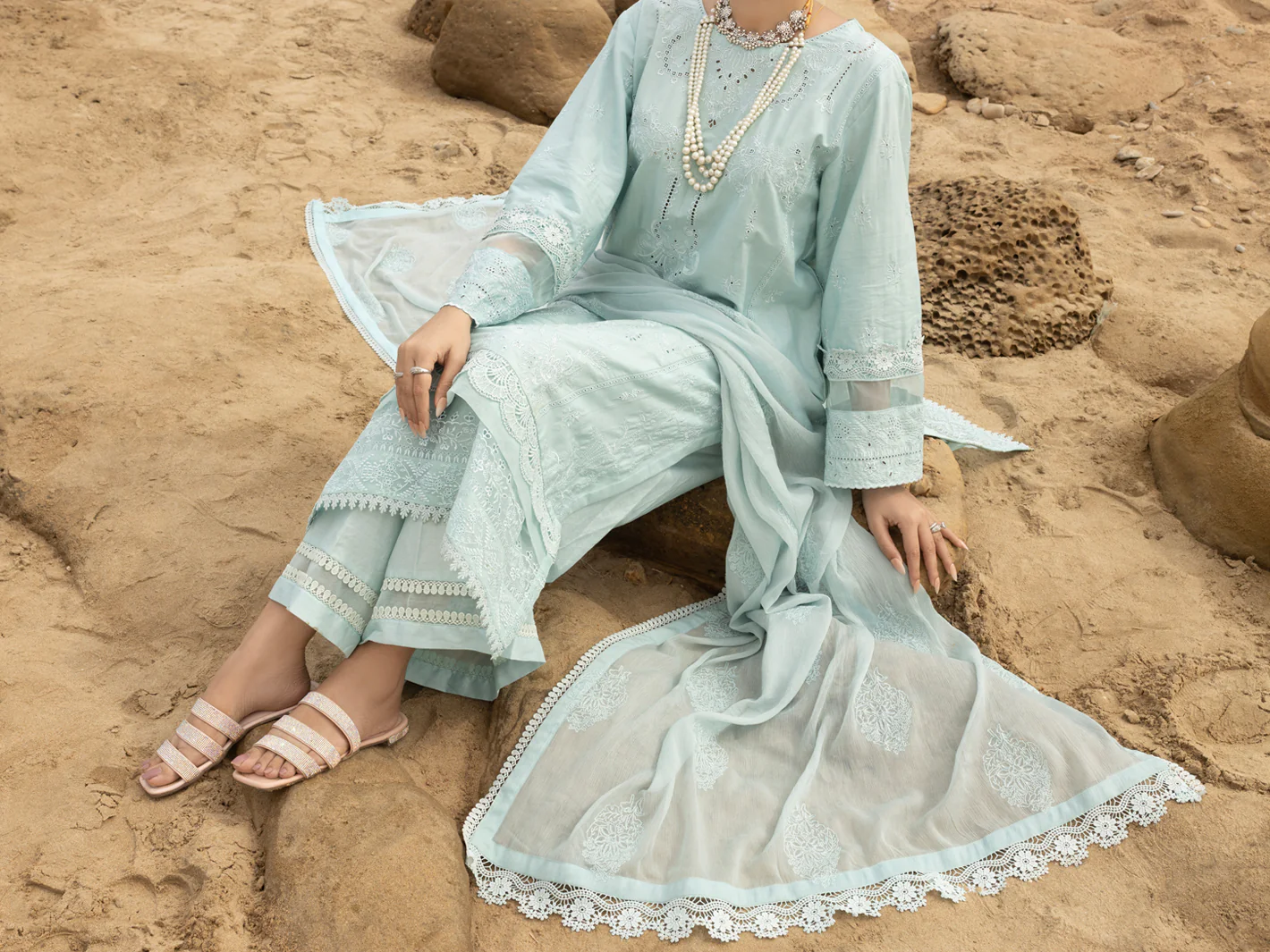 Sky Blue Lawn 3 Piece Stitched - ALP-3PS-2181 - Image 4
