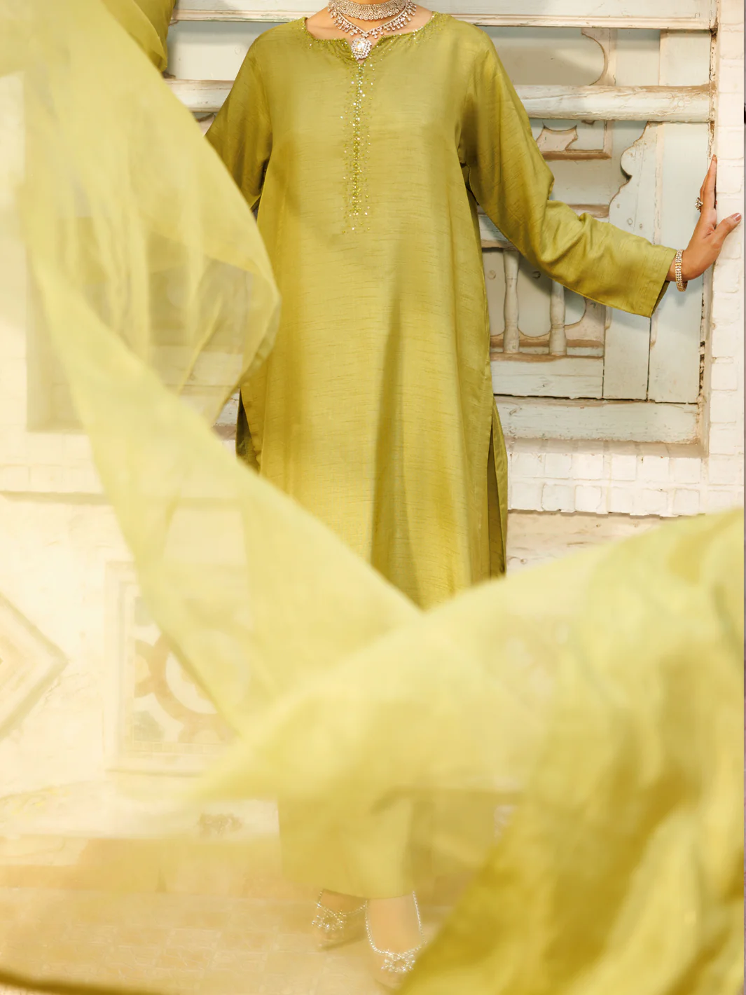 Lime Green 3 Piece Stitched - ALP-3PS-2190 - Image 2
