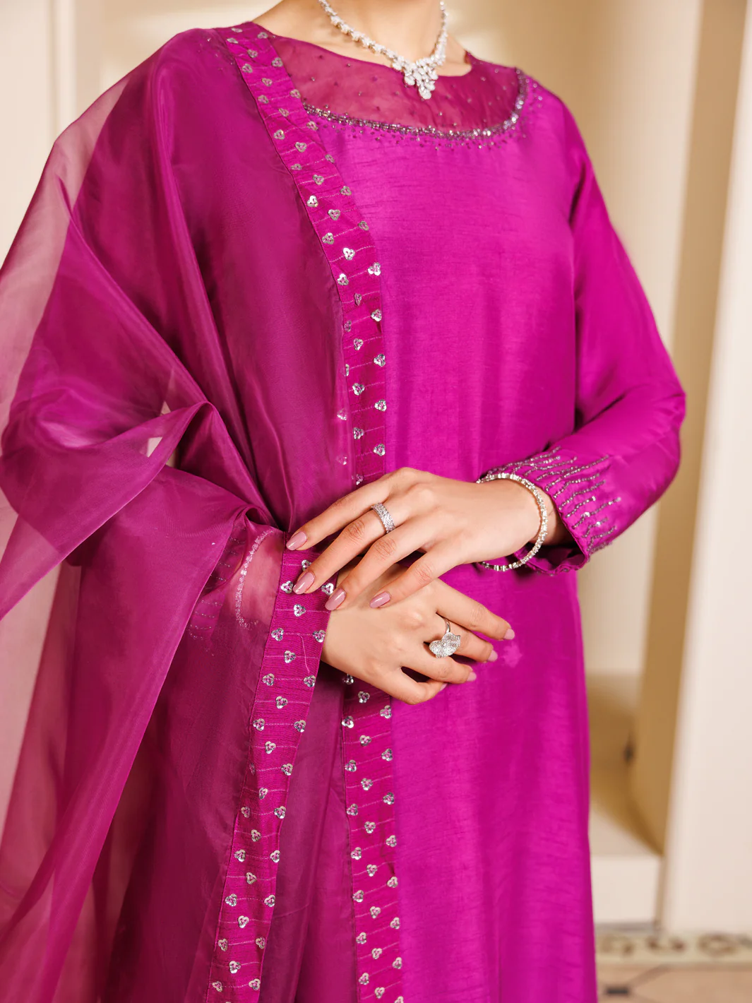 Purple Raw Silk 3Pc Stitched - ALP-3PS-2196 - Image 4