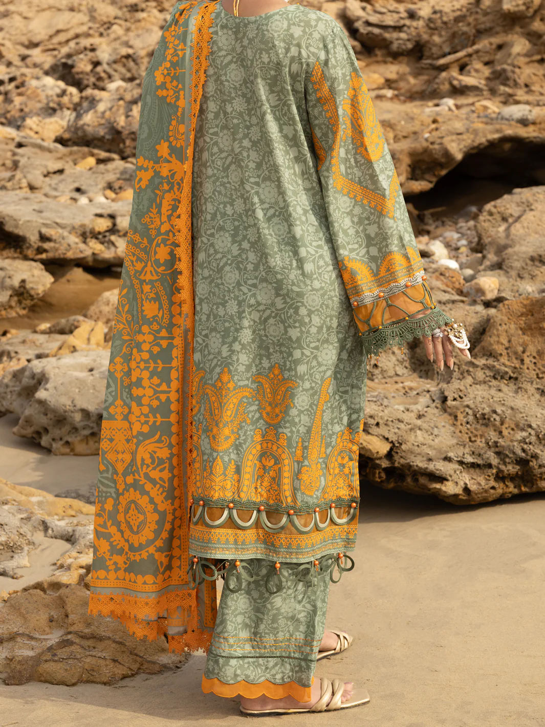 Sage Green Lawn 3 Piece Unstitched - ALP-3PS-2218 - Image 2