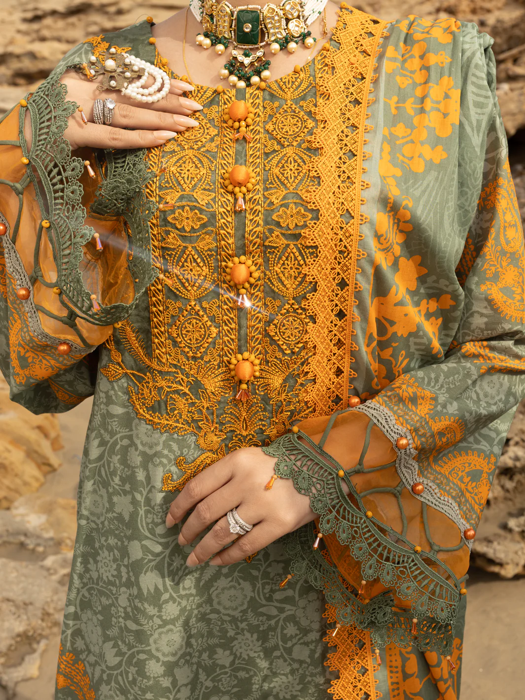 Sage Green Lawn 3 Piece Unstitched - ALP-3PS-2218 - Image 3