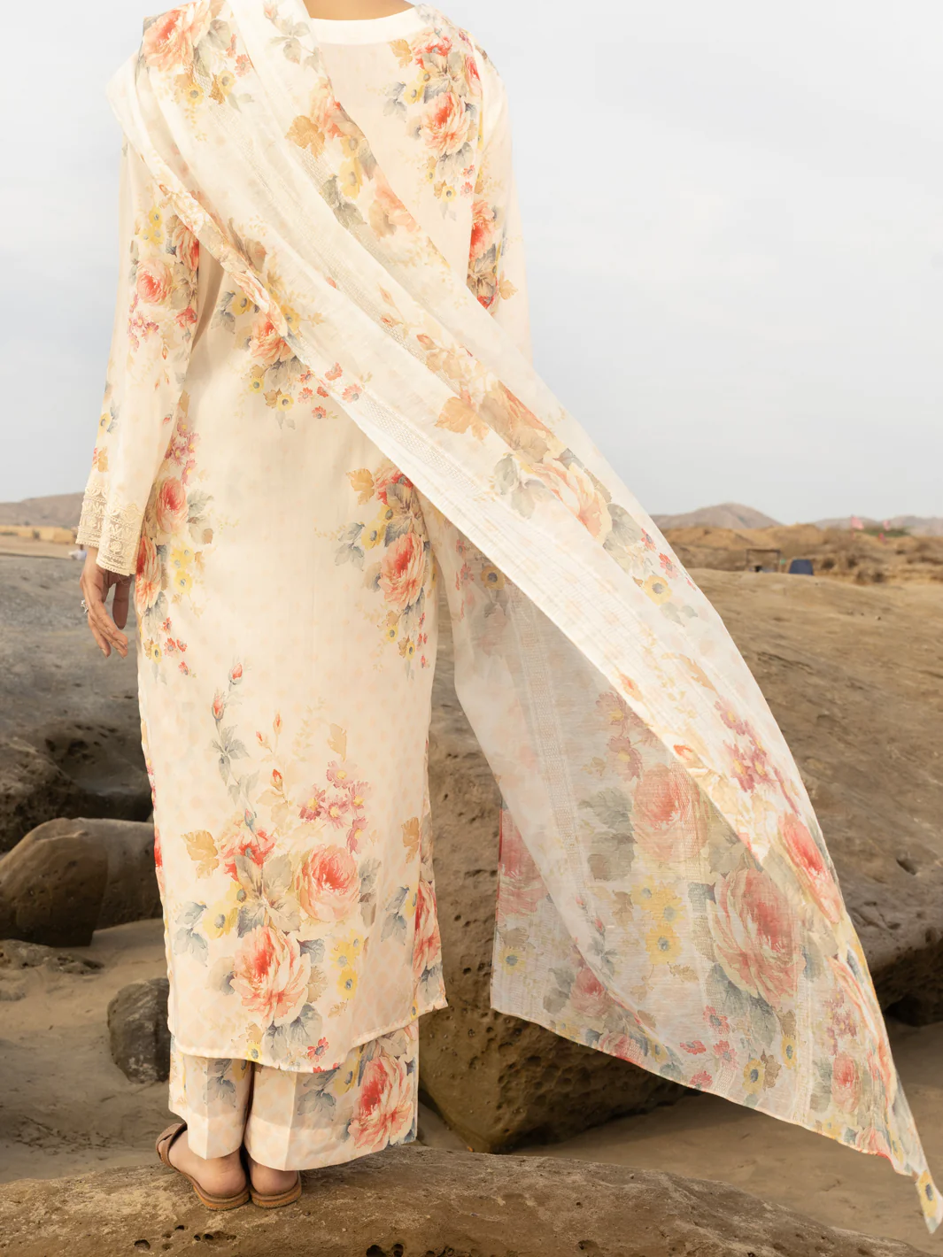 Cream Lawn 3 Piece Unstitched - ALP-3PS-2219 - Image 2