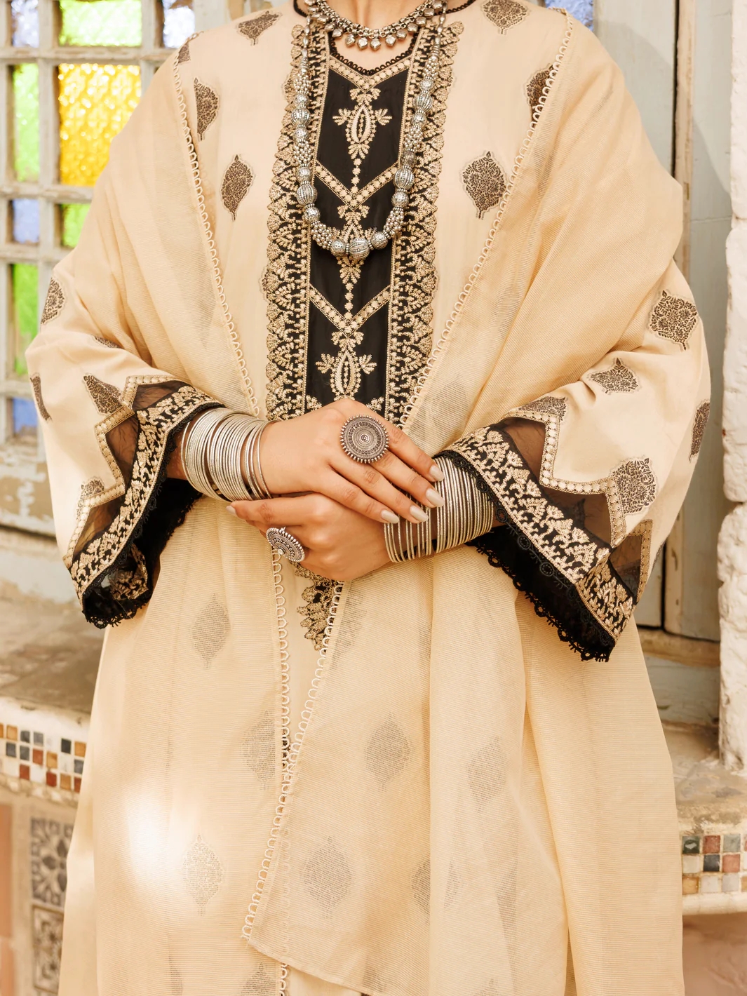 Khaki Jacquard 3Pc Stitched - ALP-3PS-2271 - Image 3