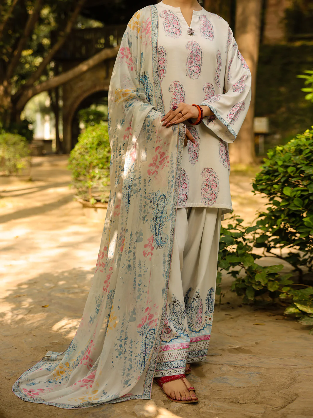 Beige Raw Silk 3Pc Stitched - ALP-3PS-2303