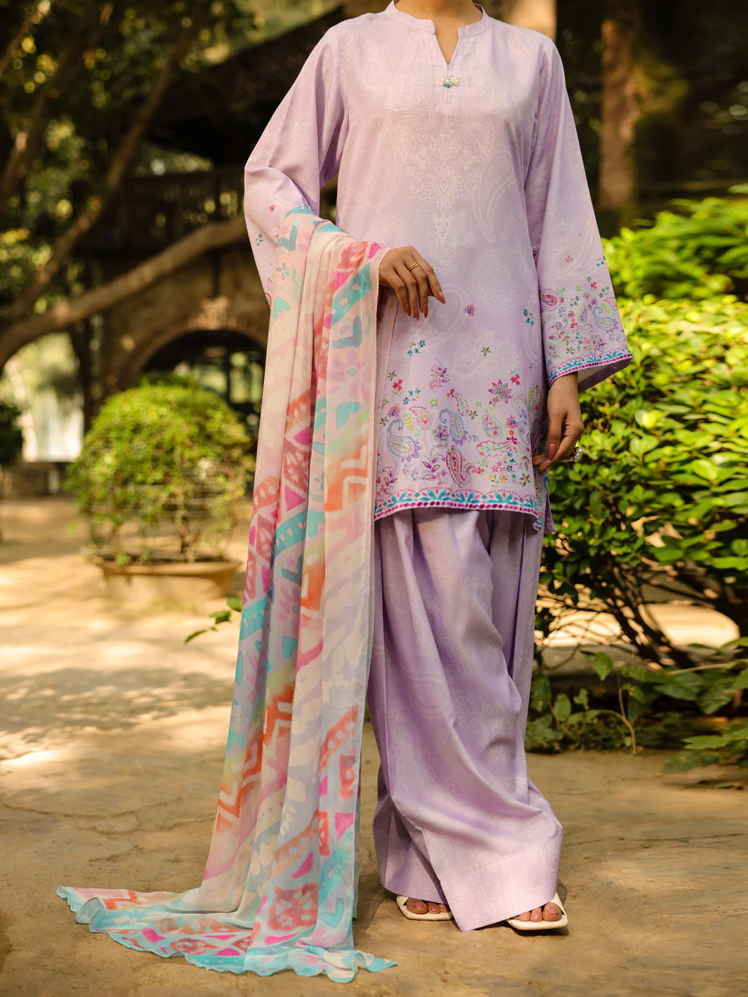 Lilac Raw Silk 3Pc Stitched - ALP-3PS-2304 - Image 3