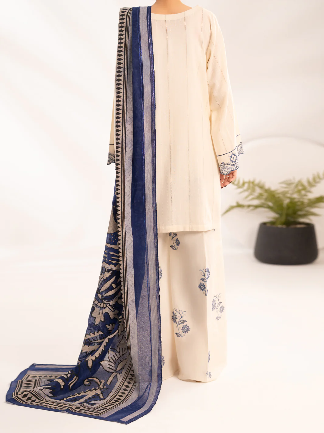 Off White Dobby 3Pc Stitched - ALP-3PS-2322 - Image 3