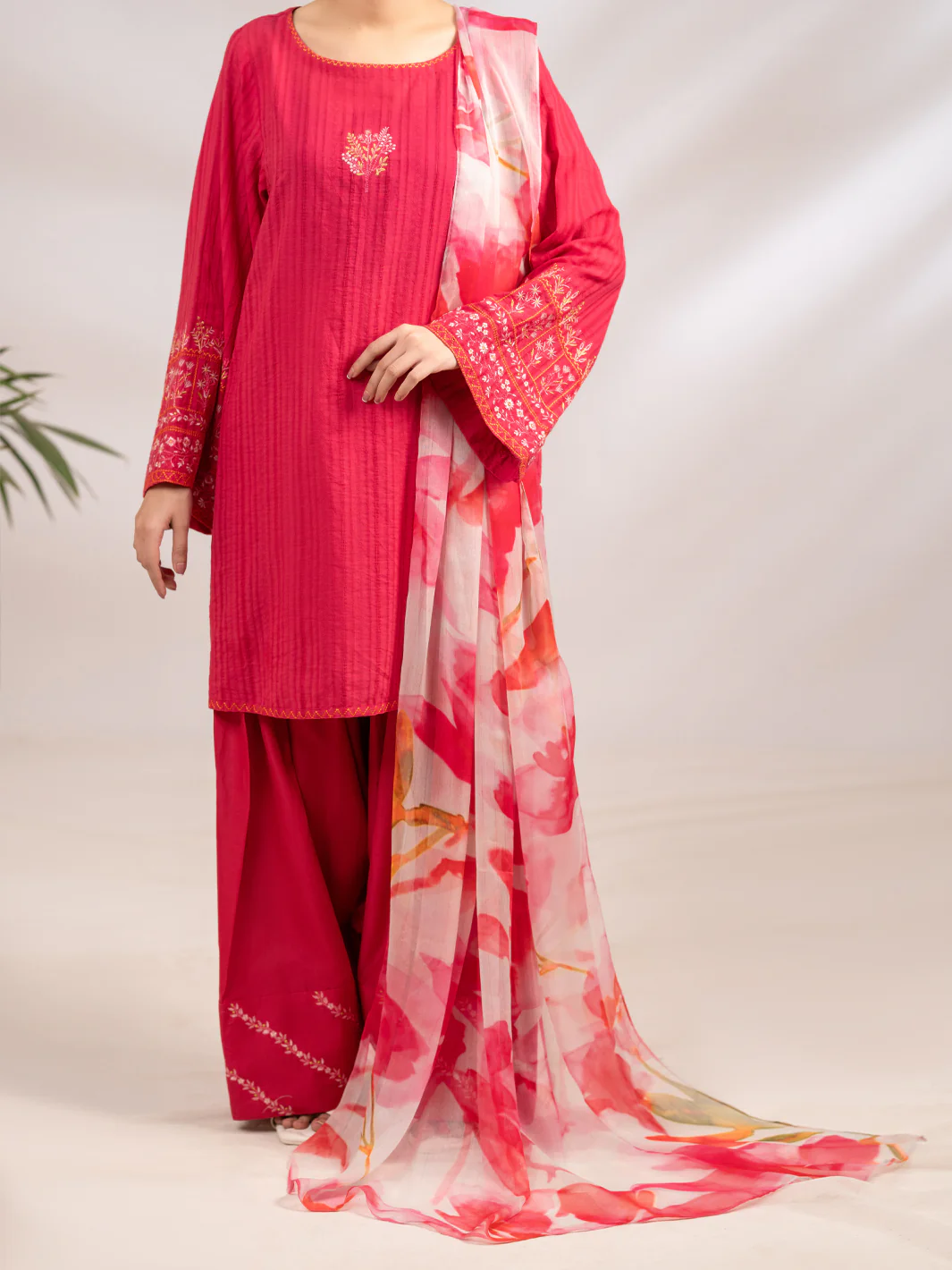 Pink Cotton Dobby 3Pc Unstitched - ALP-3PS-2323 - Image 5