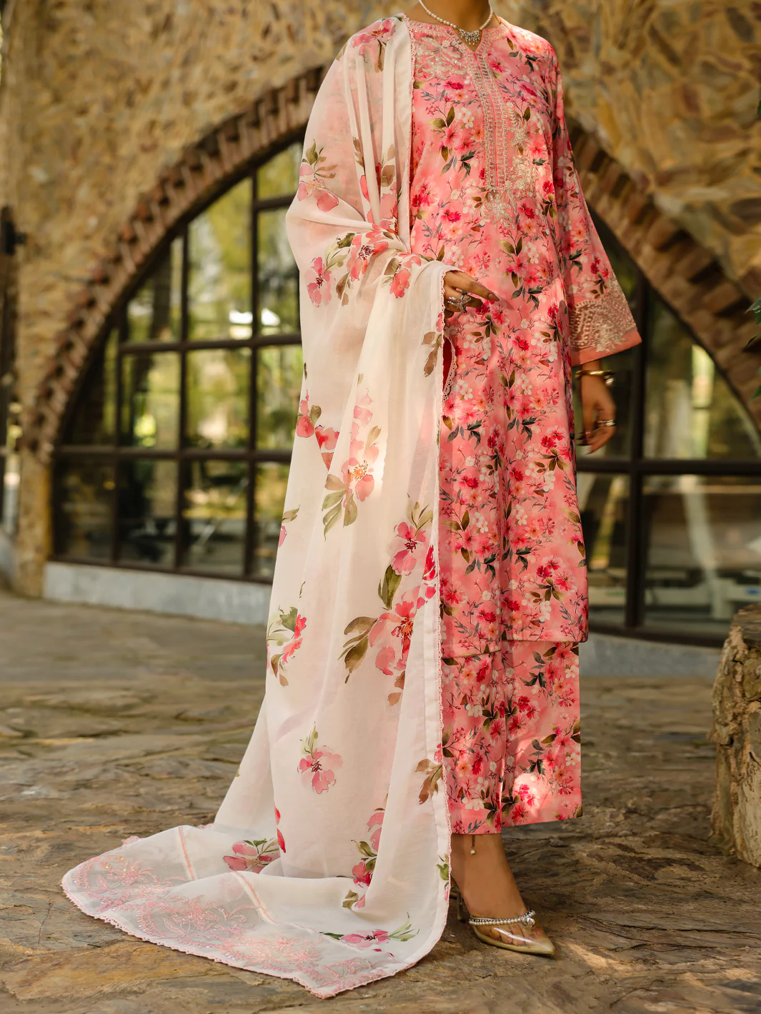 Pink Silk Lawn 3Pc Stitched - ALP-3PS-2360 - Image 3