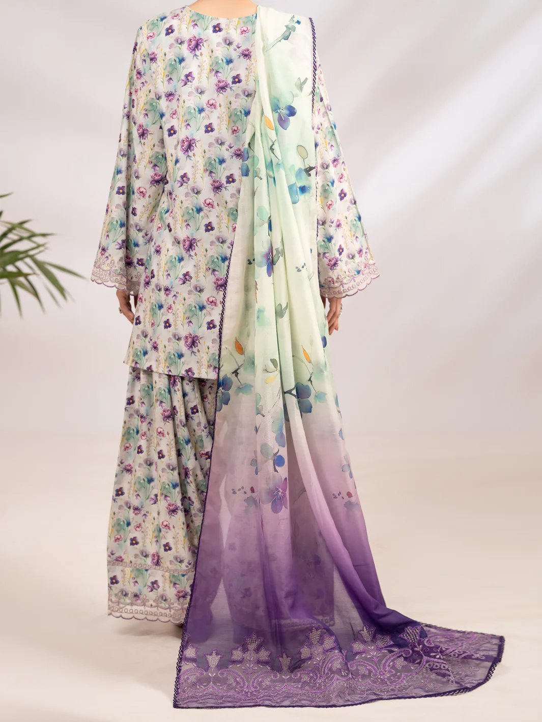 Light Green Silk Lawn 3Pc Stitched - ALP-3PS-2361 - Image 3