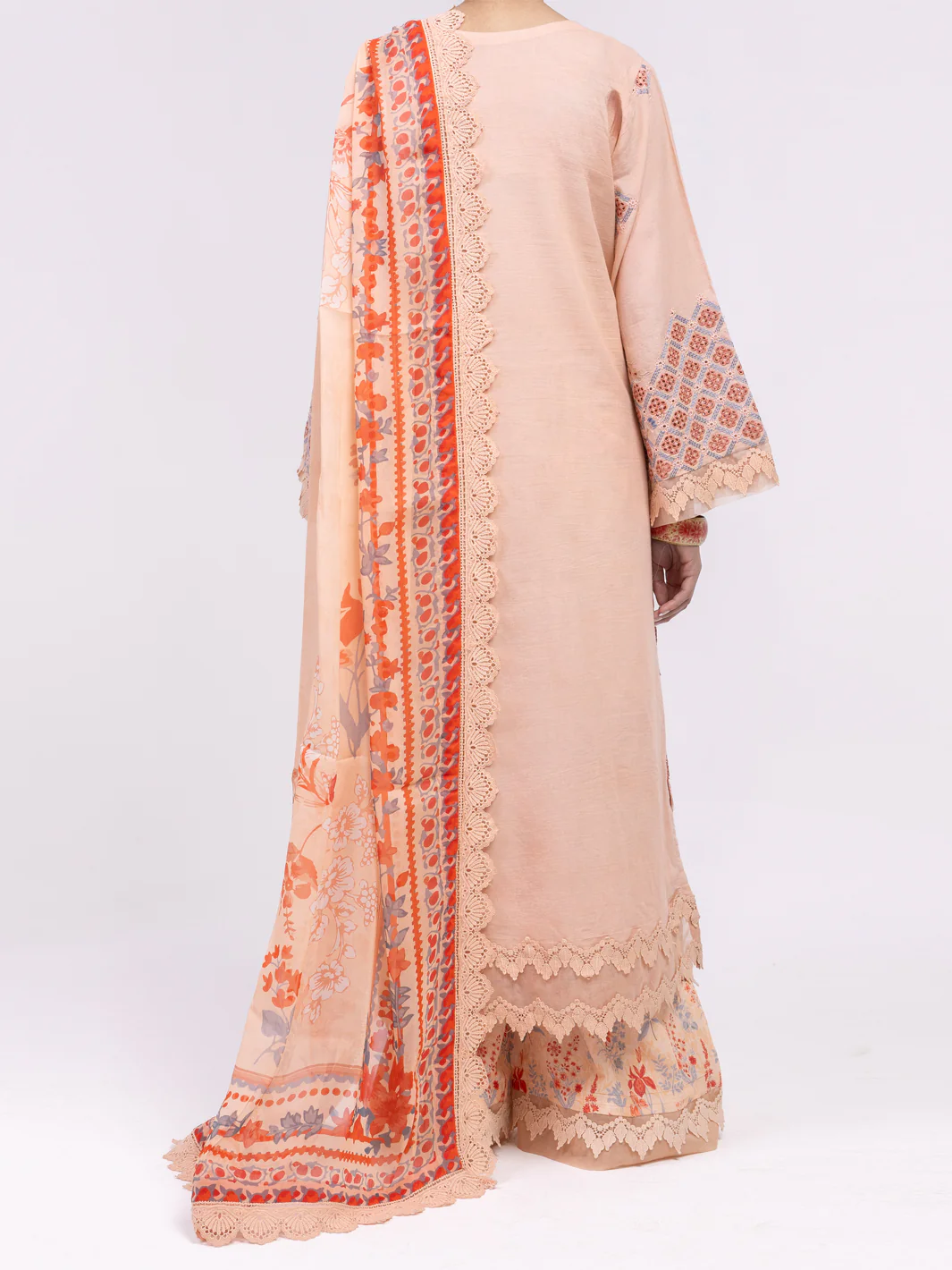 Peach Lawn 3Pc Unstitched - ALP-3PS-2375 - Image 3