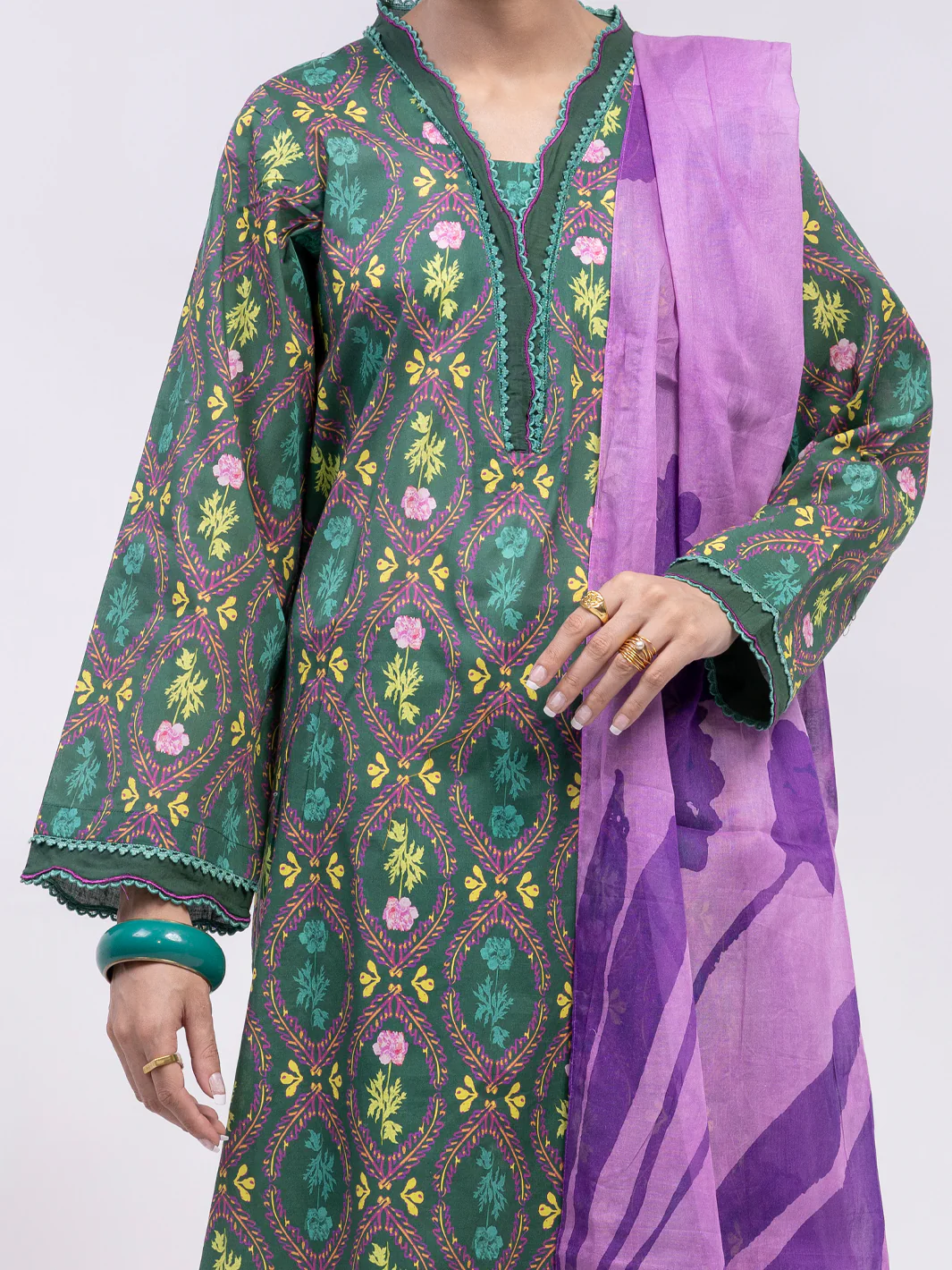 Teal Lawn 3Pc Unstitched - ALP-3PS-2397 - Image 2