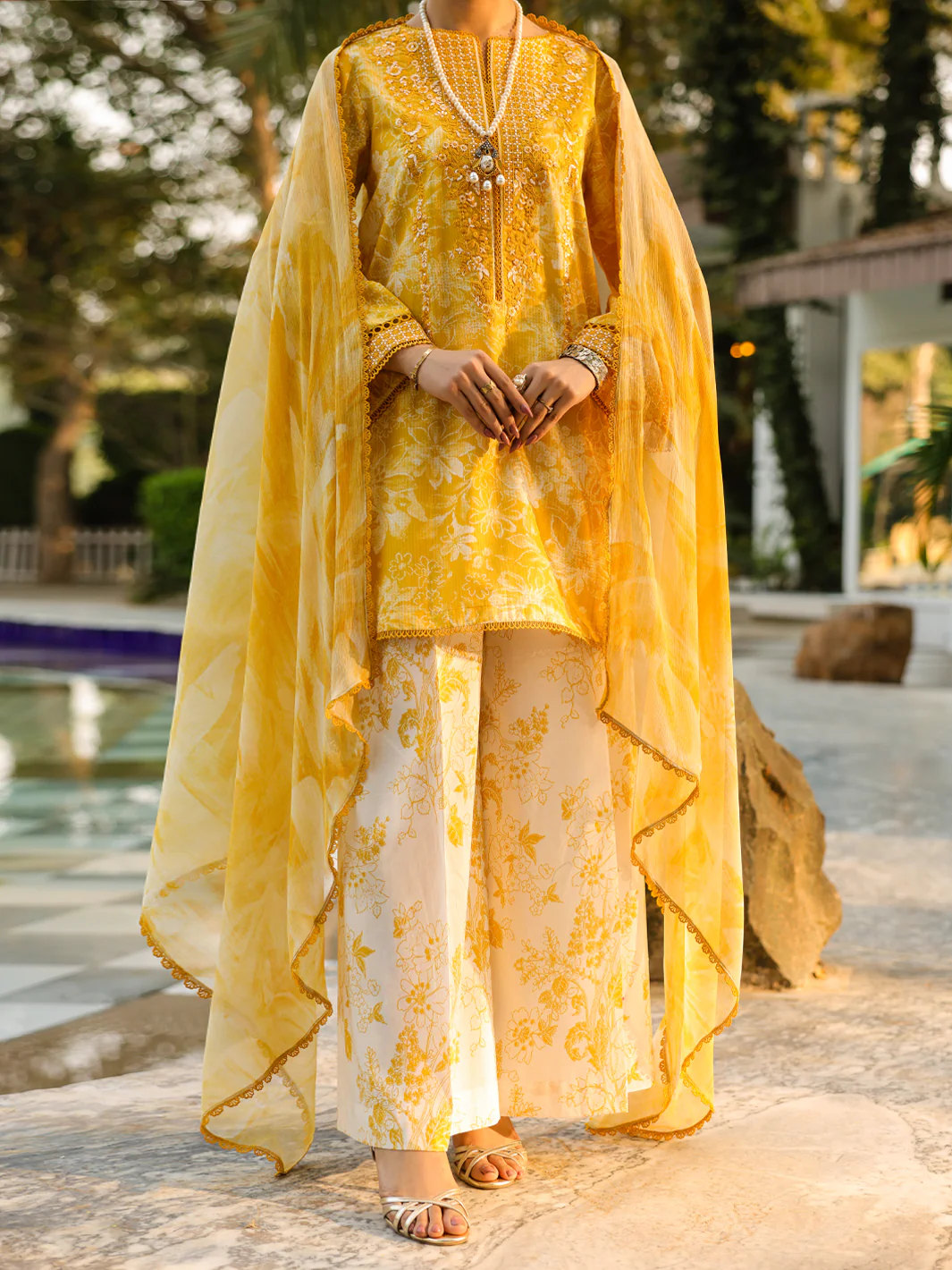 Yellow Lawn 3Pc Unstitched - ALP-3PS-2406 - Image 3