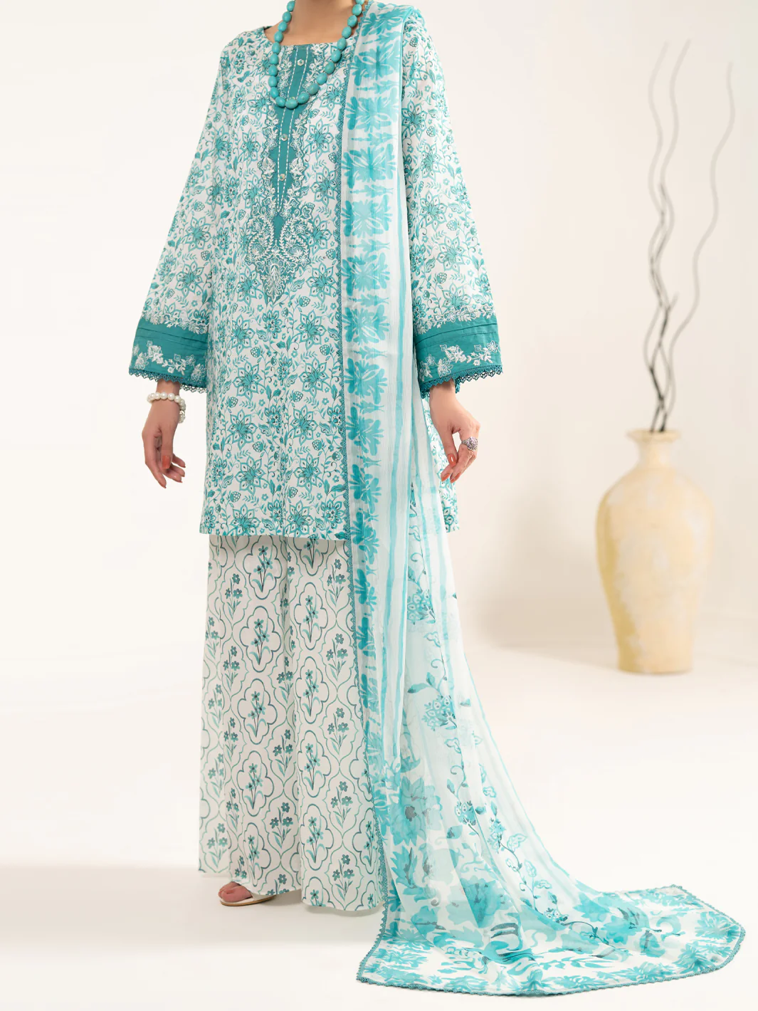 Aqua Blue Lawn 3Pc Unstitched - ALP-3PS-2408 - Image 4